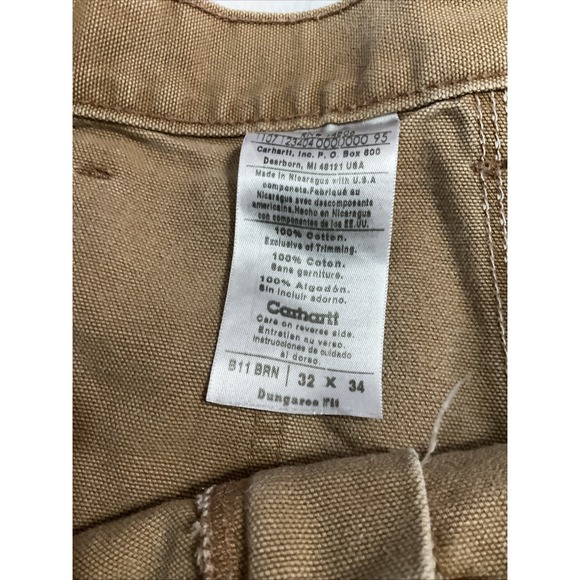 Carhartt B11 Loose Fit Brown Duck Work Pants Men's 32x34 USA Made Utility - Picture 12 of 13